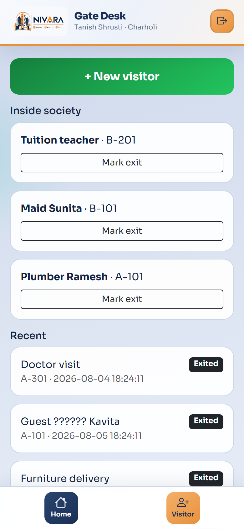 Nivara security gate app